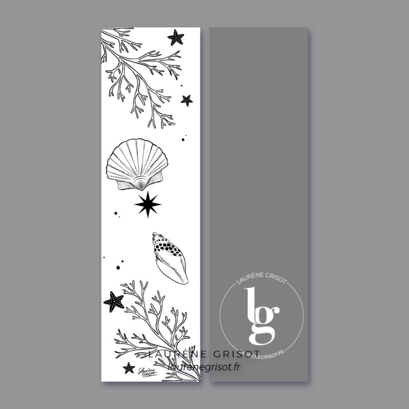 Marque-page coquillages noir & blanc – Image 2