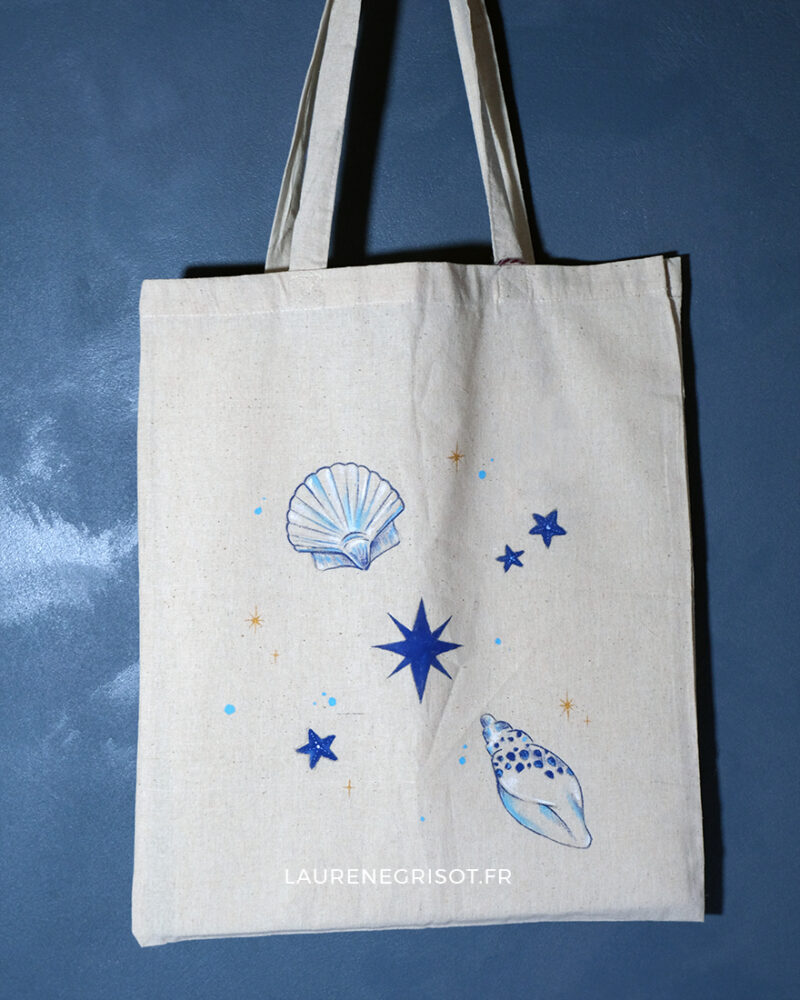 Coquillages /Tote bag (peint à la main)
