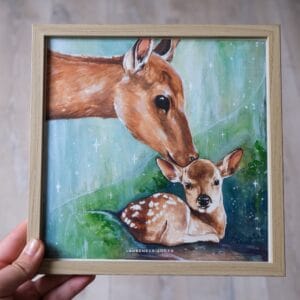 Faon et sa maman - œuvre originale