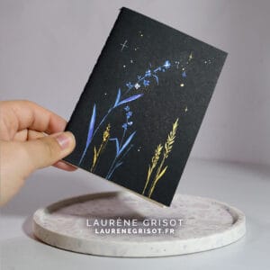 Carnet noir - brins fleuris