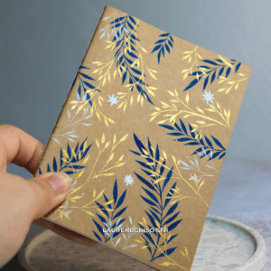 Carnet feuillages bleu & or