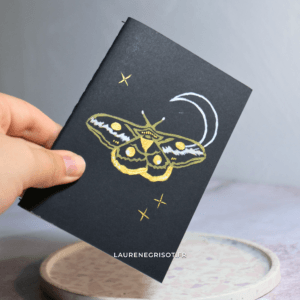 Carnet noir - Papillon doré & lune